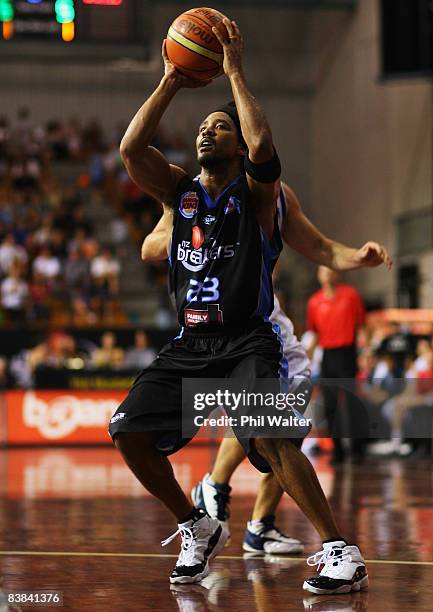 Bruton of the New Zealand Breakers in action during the round 11 NBL match between the New Zealand Breakers and the Perth Wildcats at the North Shore...