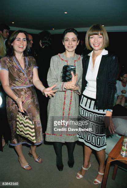 From left to right, British Vogue editor Alexandra Shulman, French Vogue editor Joan Juliet Buck and American Vogue editor Anna Wintour at Karl...
