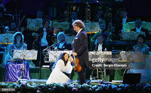 Violinist and composer Andre Rieu and his orchestra perform live on stage at ANZ Stadium on November 27, 2008 in Sydney, Australia.