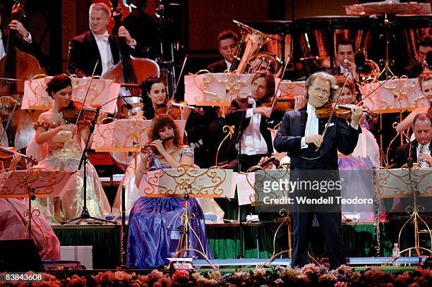 Andre Rieu and his orchestra perform on stage at ANZ Stadium on November 27, 2008 in Sydney, Australia.