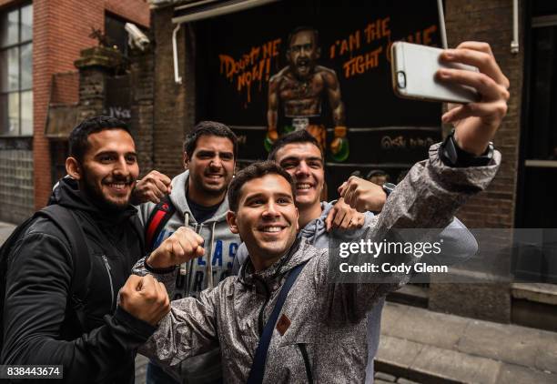 Dublin , Ireland - 24 August 2017; Tourists from Argentina, from left, Fabricio Olguin, Francisco Muñoz, Lucas Martinez, and Emiliano Morsucci, take...