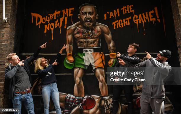 Dublin , Ireland - 24 August 2017; Sin Nightclub employees, from left, Ryan Fox, Amy Rufli, Thomas Harmon, and Shaq Eustace pictured in front of a...