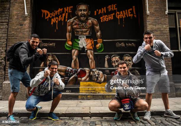 Dublin , Ireland - 24 August 2017; Tourists from Argentina, from left, Fabricio Olguin, Francisco Muñoz, Lucas Martinez, and Emiliano Morsucci,...