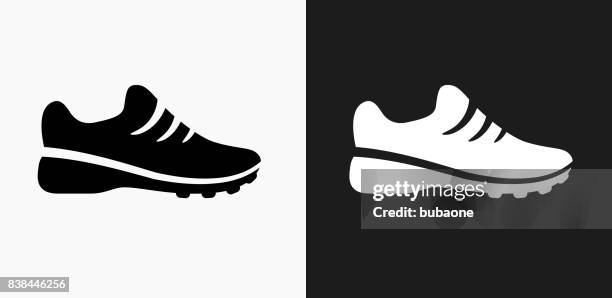 在黑色和白色向量背景上運動鞋圖示 - sport set competition round 幅插畫檔、美工圖案、卡通及圖標