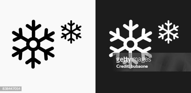 schneeflocken-symbol auf schwarz-weiß-vektor-hintergründe - schnee stock-grafiken, -clipart, -cartoons und -symbole