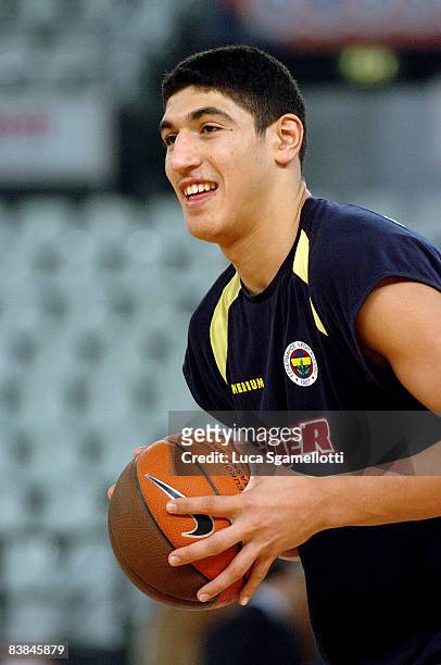 Enes Kanter, #18 of Fenerbahce Ulker before the Euroleague Basketball Game 5 match between Lottomatica Roma and Fenerbahce Ulker Istanbul at...