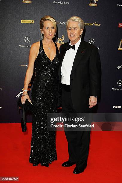 Host Frank Elstner and wife Britta Gessler arrive at the Bambi Awards 2008 on November 27, 2008 in Offenburg, Germany.