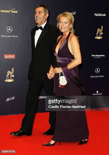 Sabine Christiansen and Norbert Medus arrive at the Bambi Awards 2008 on November 27, 2008 in Offenburg, Germany.