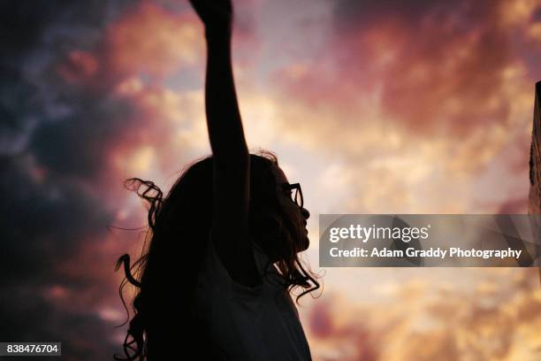 silhouette of a child at sunset - joplin stock pictures, royalty-free photos & images