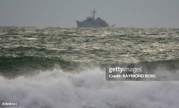 French navy ship scours the seas , on November 28 off the coast of Perpignan, southern France, after an Air New Zealand airbus A320 aircraft crashed...