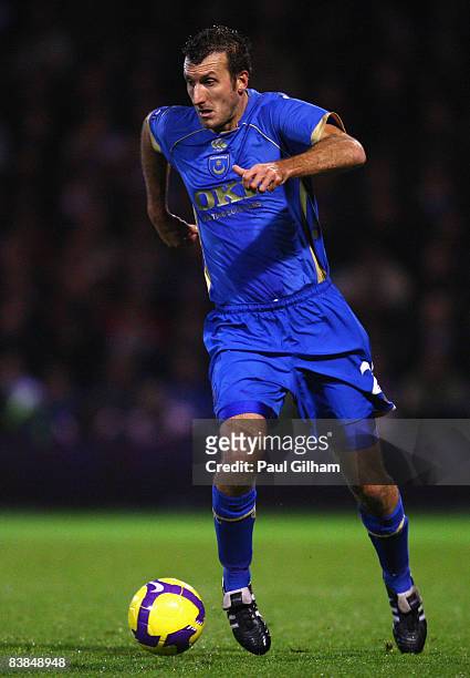 Glen Little of Portsmouth in action during the UEFA Cup Group E match between Portsmouth and AC Milan at Fratton Park on November 27, 2008 in...