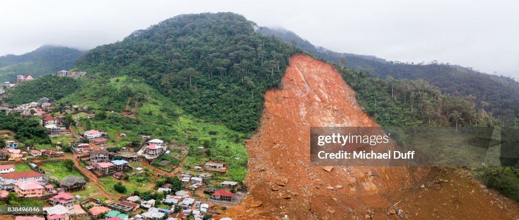 Sierra Leone Mudslide Panoramic Drone Aerial Photo