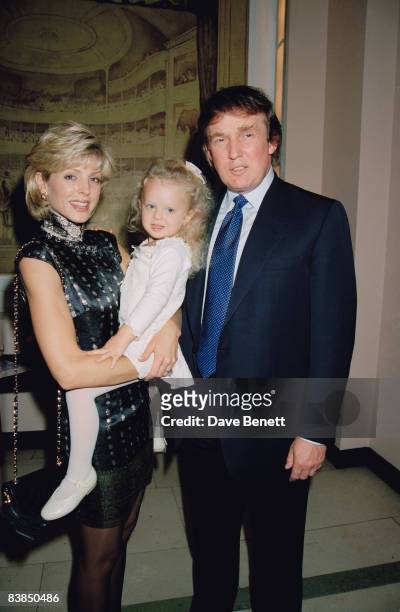 Businessman Donald Trump with his wife Marla Maples and their daughter Tiffany at the launch party for his latest New York hotel and tower, the Trump...
