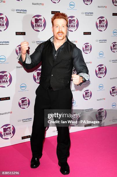 Sheamus arriving for the 2011 MTV Europe Music Awards at the Odyssey Arena, Belfast.