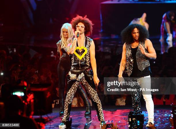 On stage during the 2011 MTV Europe Music Awards at the Odyssey Arena, Belfast.