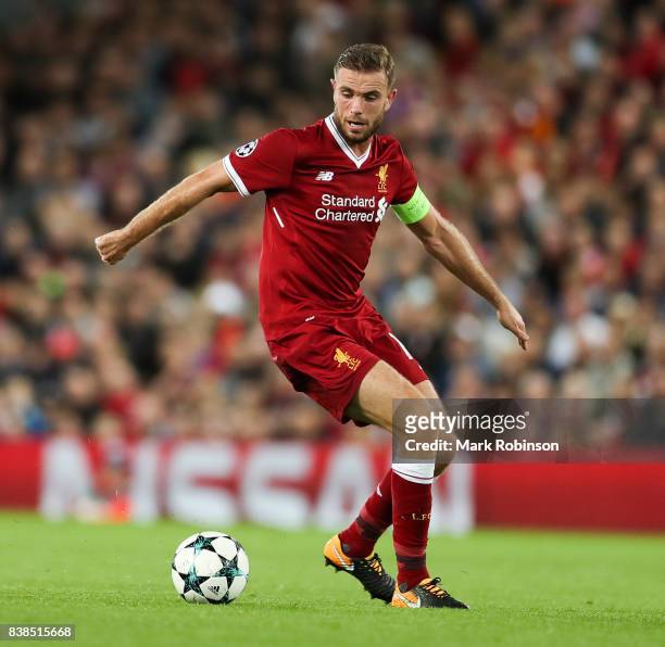 Jordan Henderson of Liverpool during the UEFA Champions League Qualifying Play-Offs round second leg match between Liverpool FC and 1899 Hoffenheim...