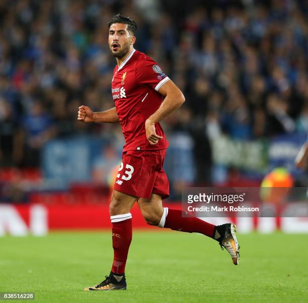 Emre Can of Liverpool during the UEFA Champions League Qualifying Play-Offs round second leg match between Liverpool FC and 1899 Hoffenheim at...