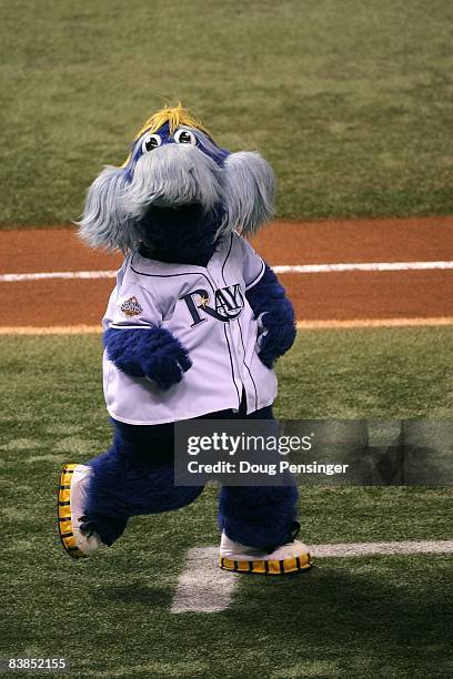 Raymond, the mascot of the Tampa Bay Rays performs against the Philadelphia Phillies during game two of the 2008 MLB World Series on October 23, 2008...