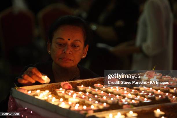 Candles are lit in memory of Anni Dewani at the Shree Kadwa Patidar Samaj in Harrow, to mark her murder one year ago whilst on honeymoon in Cape...