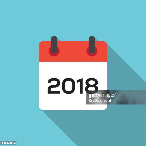 ilustrações, clipart, desenhos animados e ícones de calendário de 2018 plana - 2018