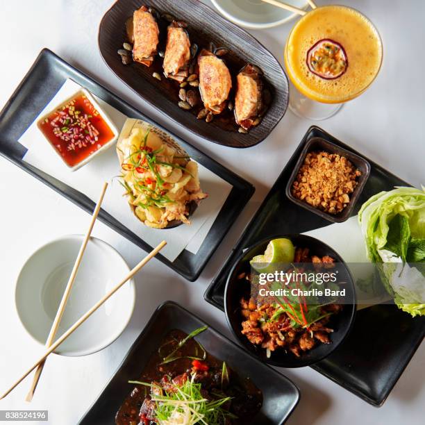 group shot of pan asian food - dumpling stock pictures, royalty-free photos & images