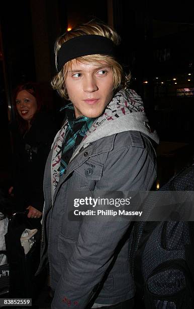 Member of McFly Dougie Poynter appears on the 'Late Late Show' on November 28, 2008 in Dublin, Ireland.