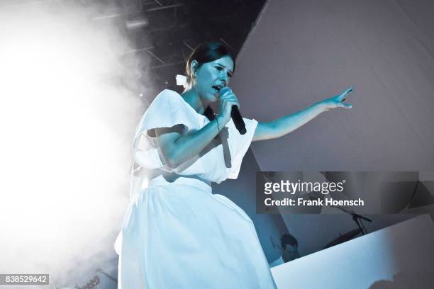 German singer Balbina performs live on stage during the Festival Pop-Kultur at the Kulturbrauerei on August 23, 2017 in Berlin, Germany.
