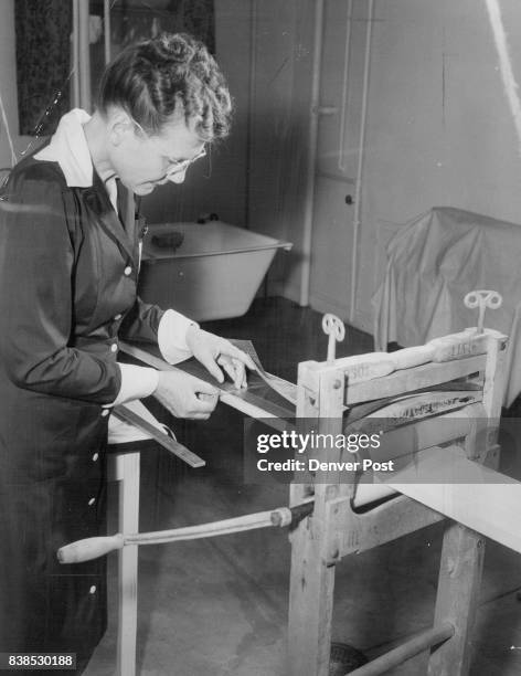 Mrs. Miriam Watson For the first time in American Red Cross history, tape measures for the blind are being made on a "mass production" scale. The...