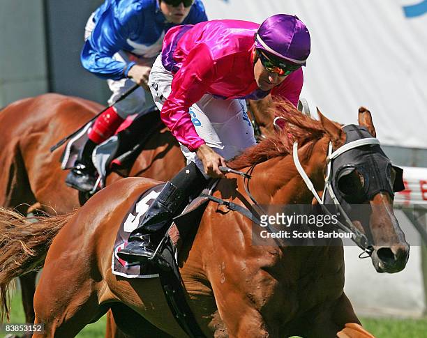 Jockey Dwayne Dunn rides Arclace to win race 4 Pages Event Equipment Handicap during the Moonee Valley Racing Club Christmas at the Valley meeting...