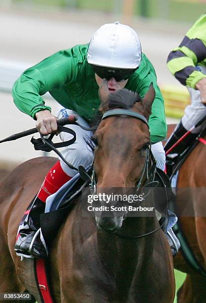 Craig Williams rides Amberino to win race 6 Tatts Leilani Classic during the Moonee Valley Racing Club Christmas at the Valley meeting held at Moonee...