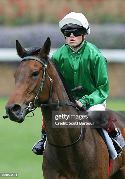 Craig Williams rides Amberino to the parade ring after winning race 6 Tatts Leilani Classic during the Moonee Valley Racing Club Christmas at the...