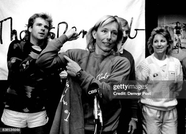 Left to Right: Nels Van Patten Martina; Dick Butera; Chris Everett Lloyd. Credit: The Denver Post