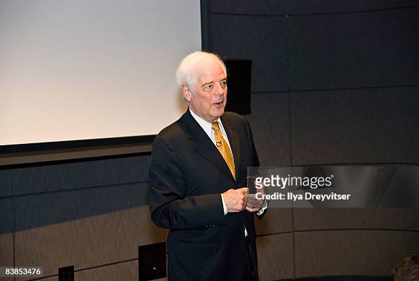 Acclaimed journalist Nick Clooney speaks with guests during the screening of "Moments That Changed Us: Steve Wozniak" at the Newseum on November 28,...