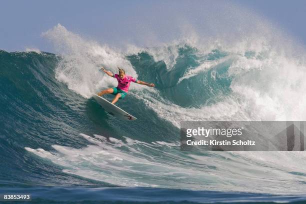 Stephanie Gilmore in action during the O'Neill World Cup held at Sunset Beach November 28, 2008 in Oahu, Hawaii.