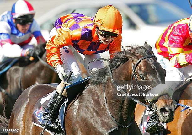 Michelle Payne rides China Causeway to win race 7 Swift Signs Handicap during the Moonee Valley Racing Club Christmas at the Valley meeting held at...