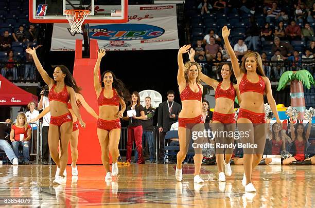 Members of the Houston Rockets dance team performs at half time during the NBA D-League game between the Tulsa 66ers and the Rio Grande Valley Vipers...