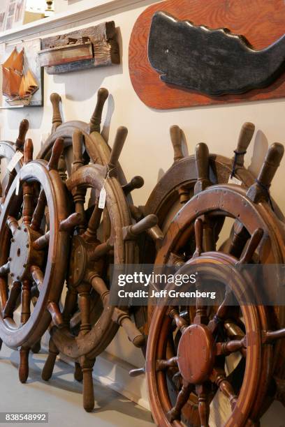 Pilot wheels at Skipjack Nautical Wares.