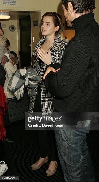 Emma Watson arrives at the UK premiere of Ano Una at Curzon Renoir Cinema on November 29, 2008 in London, England.
