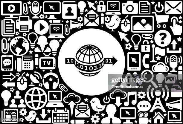 global binary icon black and white internet technology background - binary code lightbulb stock illustrations