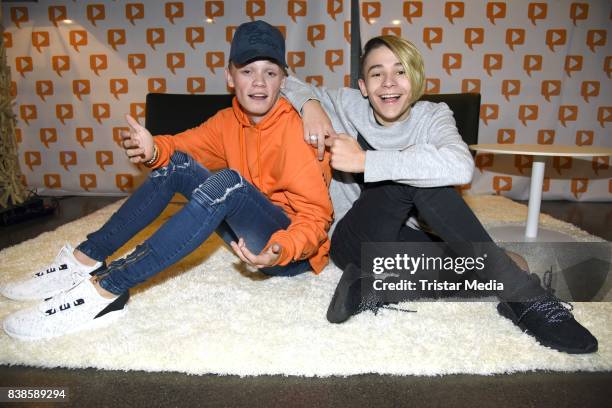 Leondre Devries, Charlie Lenehan of the band Bars & Melody during the red carpet arrivals at the VideoDays 2017 at Lanxess Arena on August 24, 2017...