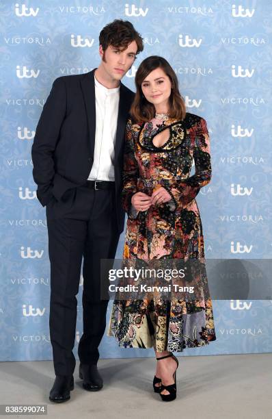 Tom Hughes and Jenna Coleman attend the 'Victoria' Season 2 press screening at the Ham Yard Hotel on August 24, 2017 in London, England.