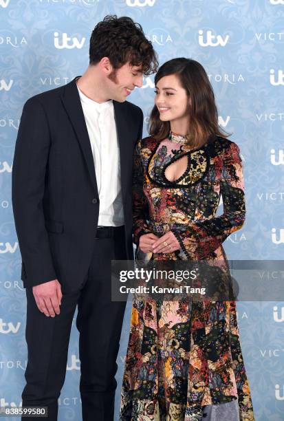 Tom Hughes and Jenna Coleman attend the 'Victoria' Season 2 press screening at the Ham Yard Hotel on August 24, 2017 in London, England.