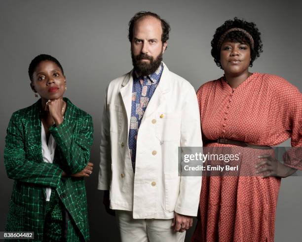 Director Janicza Bravo, actor Brett Gelman, and Joi McMillon are photographed at the Sundance NEXT FEST at The Theatre At The Ace Hotel on August 11,...