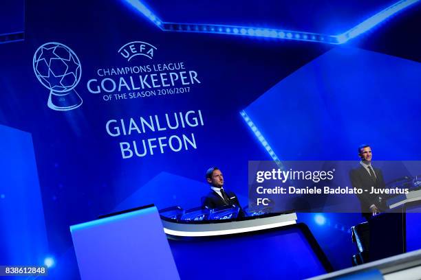 Gianluigi Buffon during the UEFA Champions League 2017/18 Draw on August 24, 2017 in Monaco, Monaco.