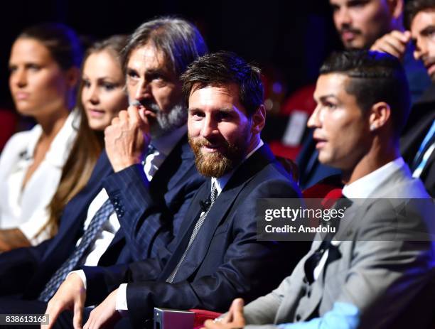 Barcelona's player Lionel Messi attends the UEFA Champions League Group stage draw ceremony, at the Grimaldi Forum, Monte Carlo in Monaco, on August...