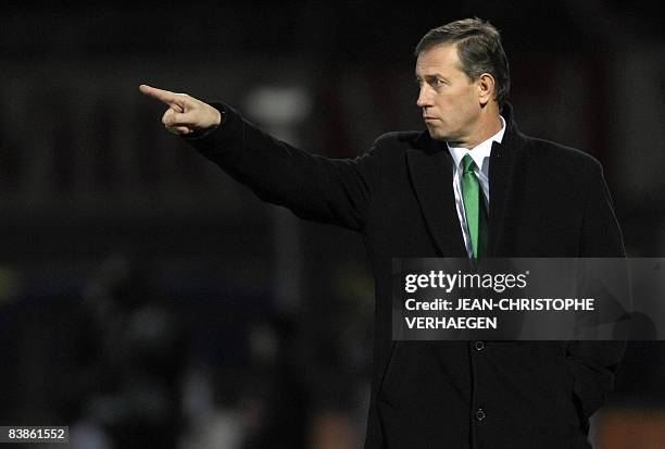 Saint-Etienne's coach Alain Perrin gestures during thei French L1 football match Nancy vs. Saint-Etienne, on November 30, 2008 at the Marcel Picot...