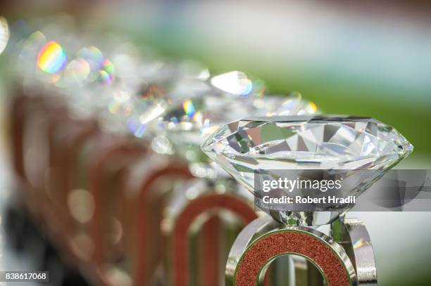 Diamond trophies during the Diamond League Athletics meeting 'Weltklasse' on August 24, 2017 at the Letziground stadium in Zurich, Switzerland.