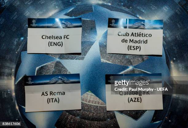 August 24: A view of the teams in Group C following the UEFA Champions League 2016/17 Group Stage Draw part of the UEFA ECF Season Kick Off 2017/18...