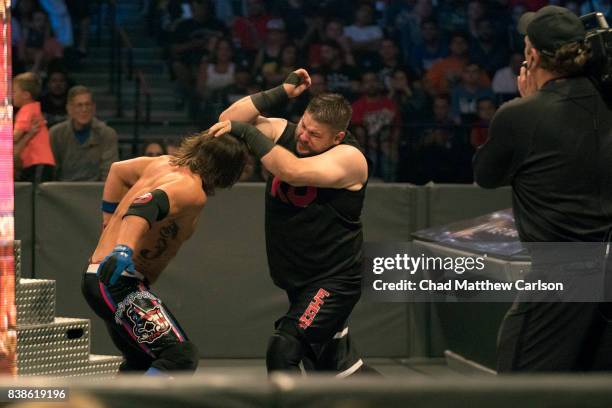 Professional Wrestling: WWE SummerSlam: Kevin Owens in action vs AJ Styles during match at Barclays Center. Brooklyn, NY 8/20/2017 CREDIT: Chad...