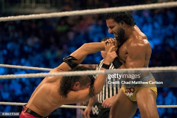 Professional Wrestling: WWE SummerSlam: Jinder Mahal in action vs Shinsuke Nakamura during match at Barclays Center. Brooklyn, NY 8/20/2017 CREDIT:...